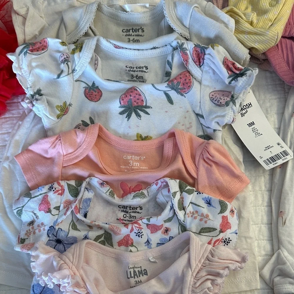 Baby Bundle Carter's Onesie Bodysuits Outfits Disney Emporio Baby Dress EUC Lot